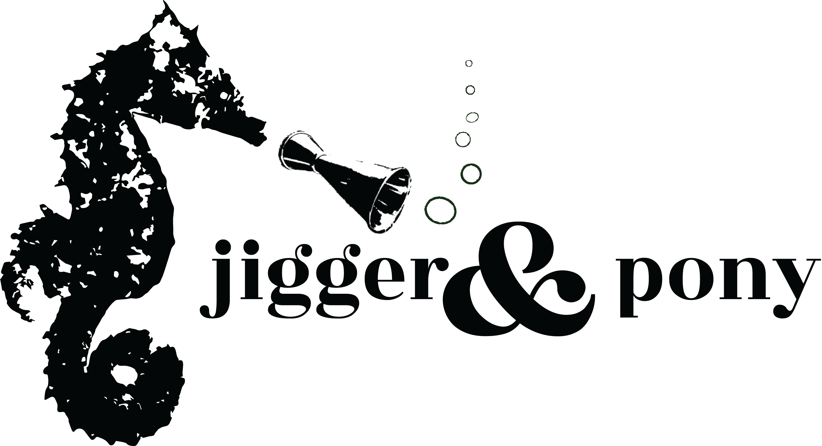 bar logo with seahorse and jigger